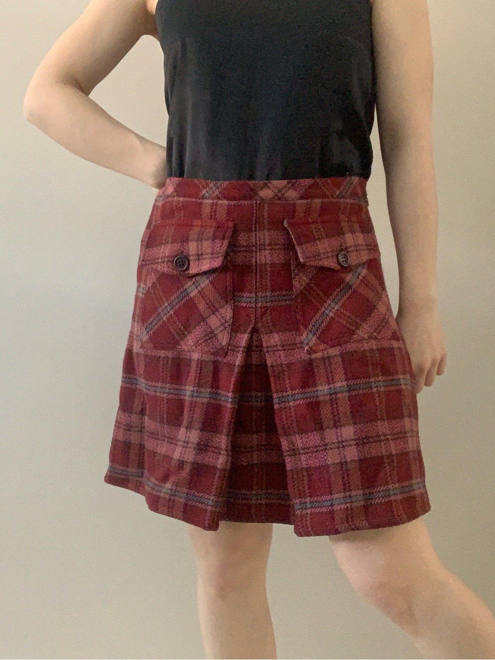 Vintage Dolce & Gabbana Red Plaid Midi Skirt